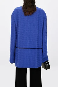 British LINTON Embossed Stripe Wool Tweed T-Coat