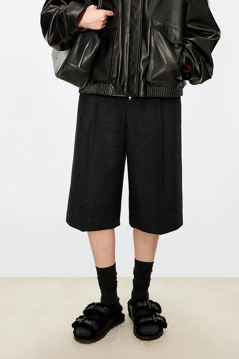 British Pure Wool Tweed Culotte Shorts