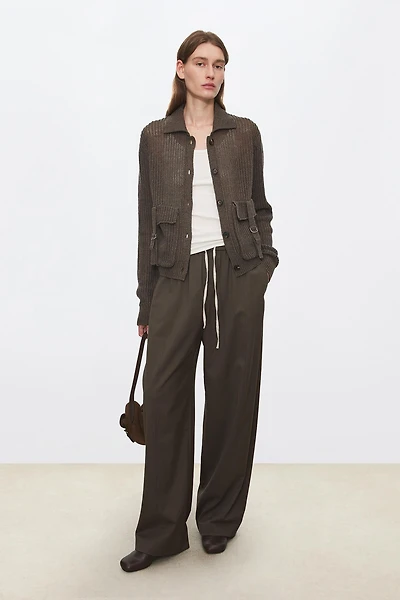 British Wool & Washi Yarn Openwork Cardigan