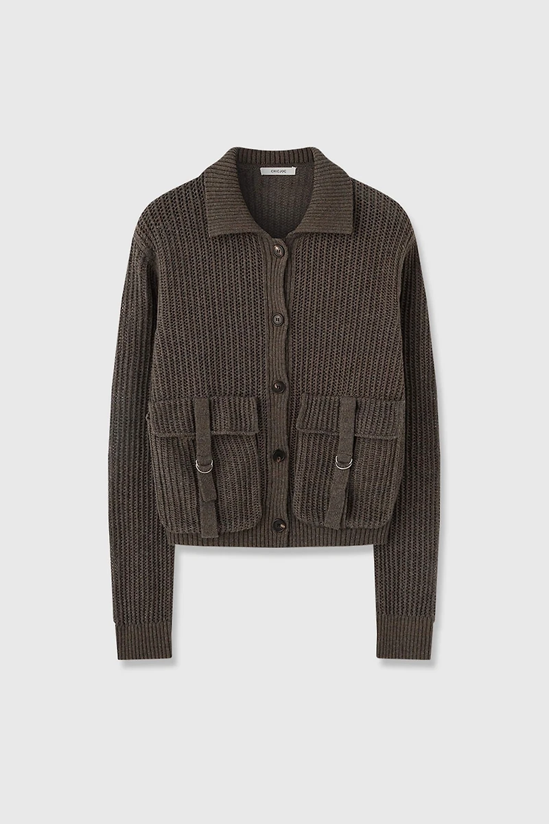 British Wool & Washi Yarn Openwork Cardigan