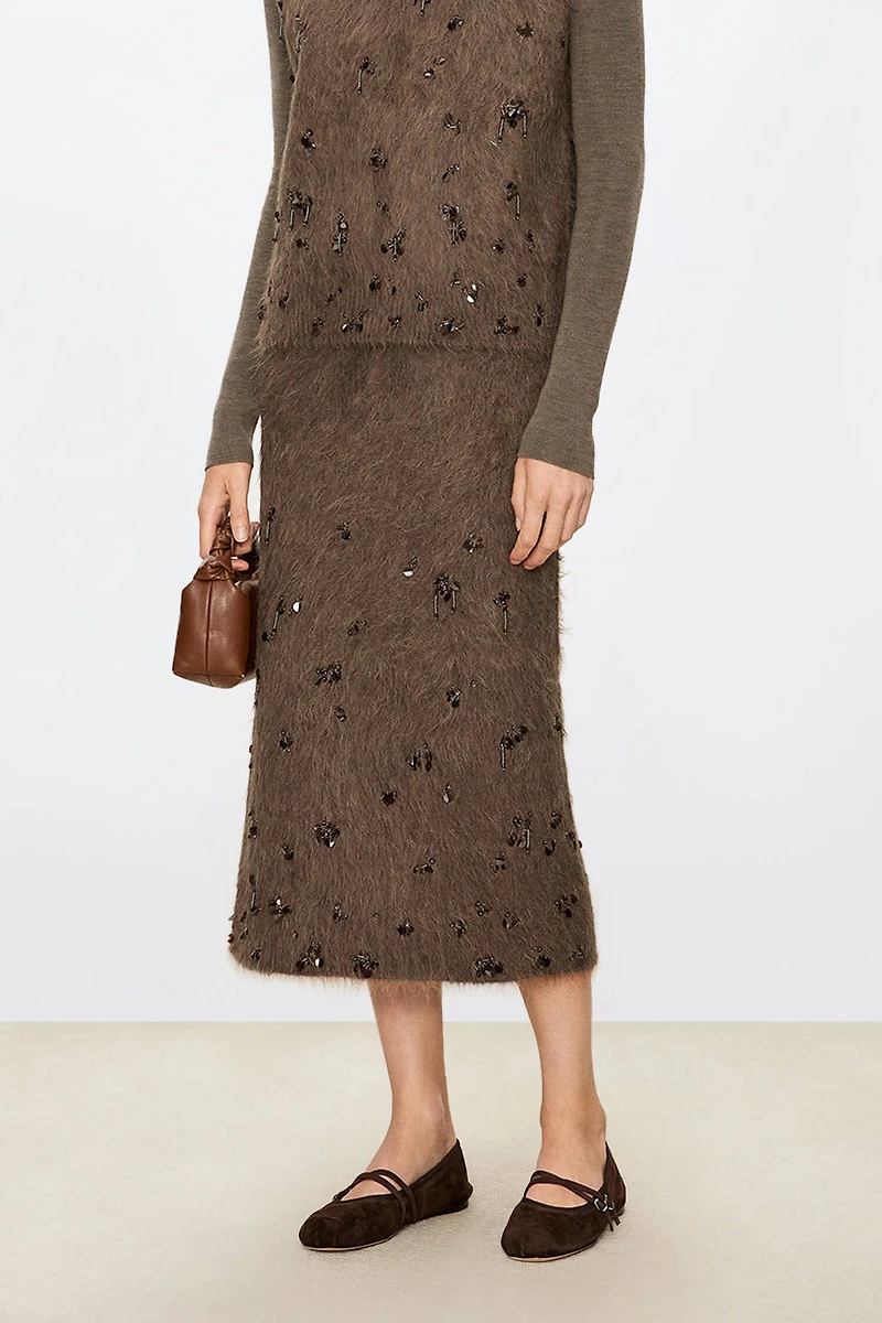 Brushed Alpaca Midi Skirt