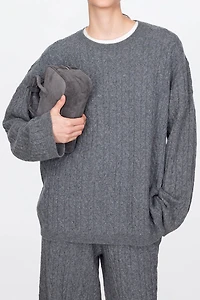 Cable-knit Pure Cashmere Crew Neck Sweater