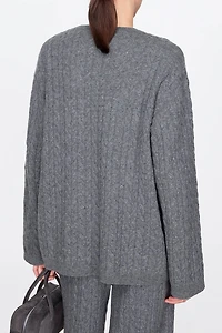 Cable-knit Pure Cashmere Crew Neck Sweater
