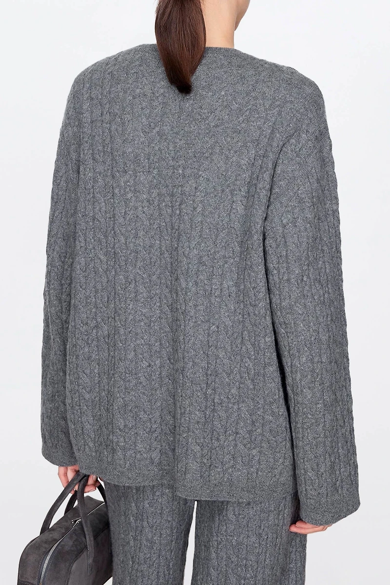 Cable-knit Pure Cashmere Crew Neck Sweater