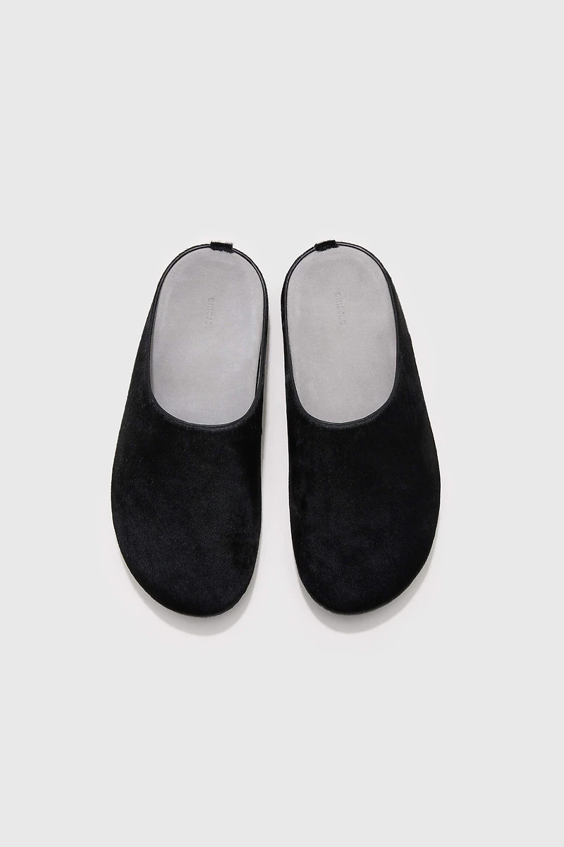 Calf Hair Platform Mule Slips