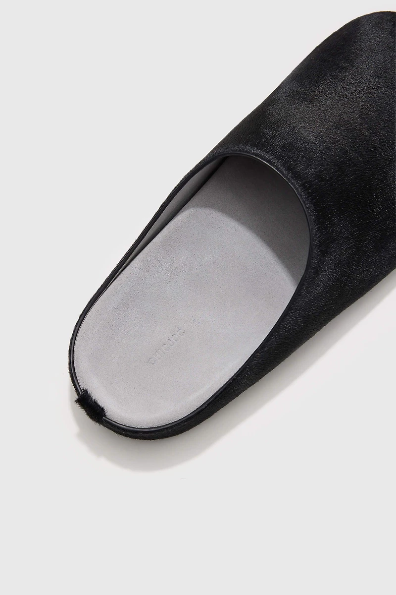 Calf Hair Platform Mule Slips