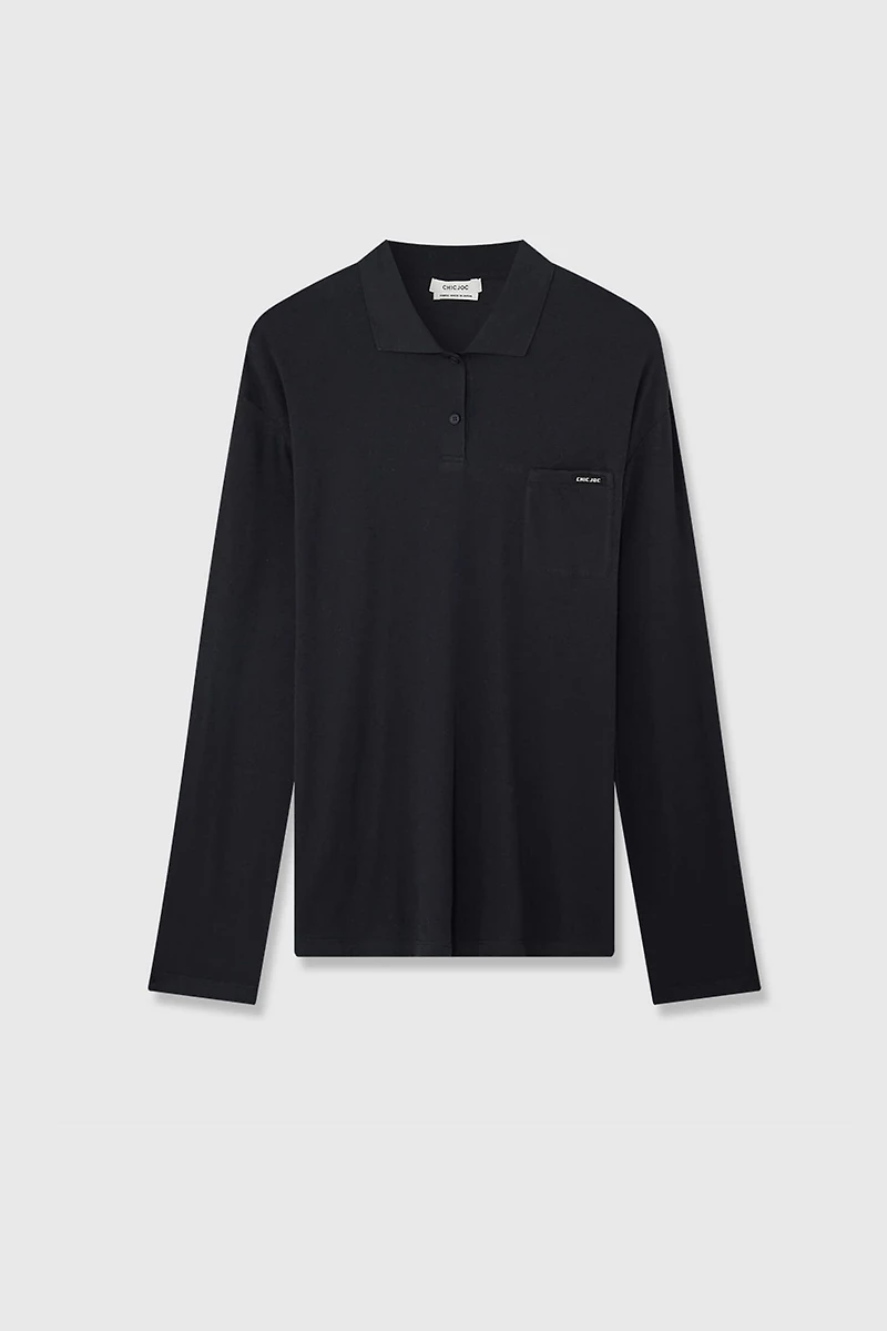Cashmere-Cotton Polo with Double Cuff Detail
