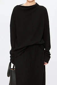 Cashmere-Silk Asymmetric Shoulder Top