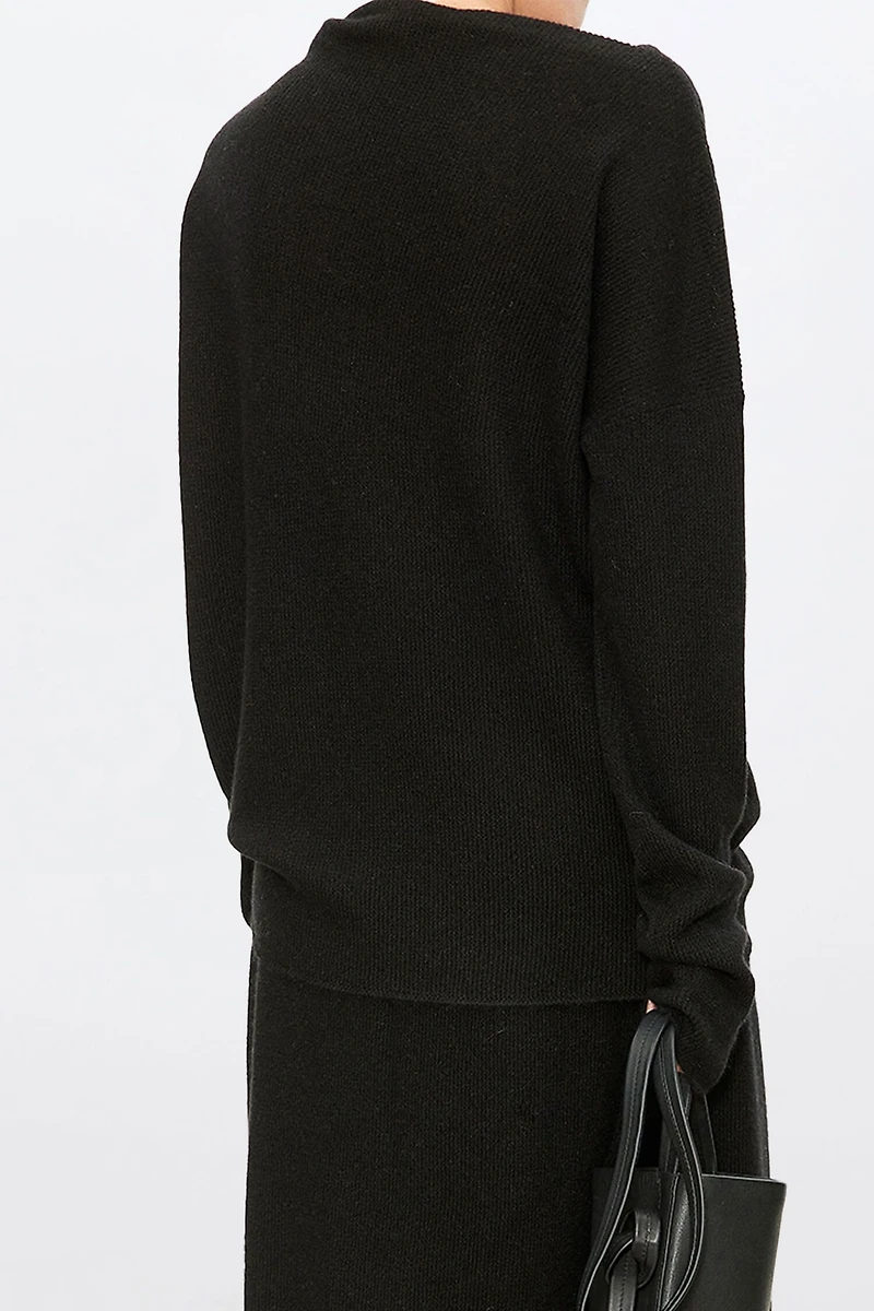 Cashmere-Silk Asymmetric Shoulder Top