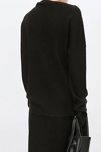 Cashmere-Silk Asymmetric Shoulder Top