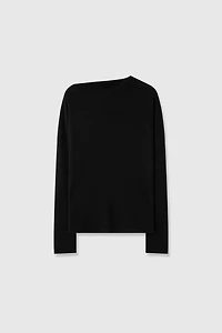 Cashmere-Silk Asymmetric Shoulder Top