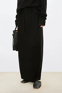 Cashmere-Silk Drawstring Midi Skirt