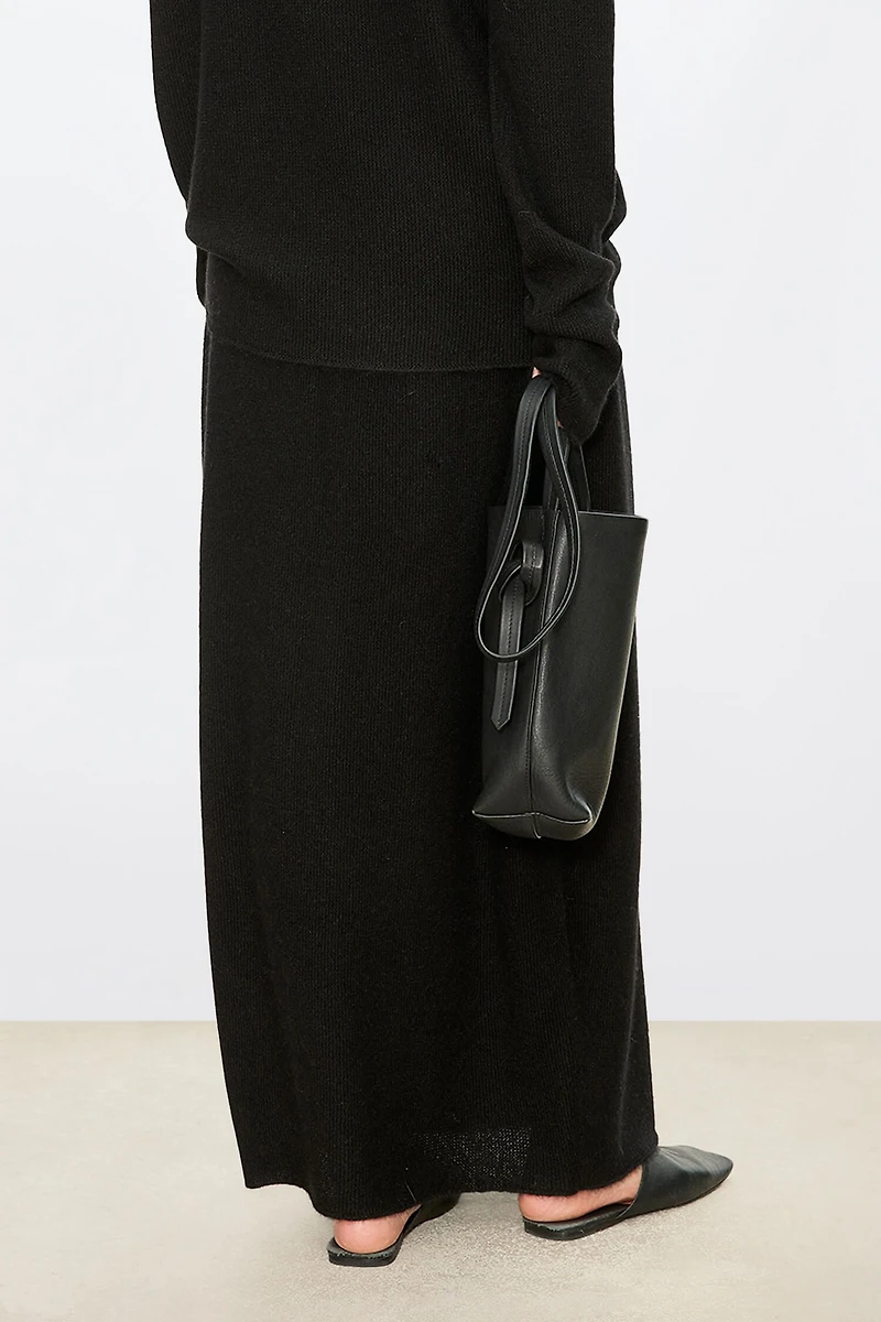 Cashmere-Silk Drawstring Midi Skirt