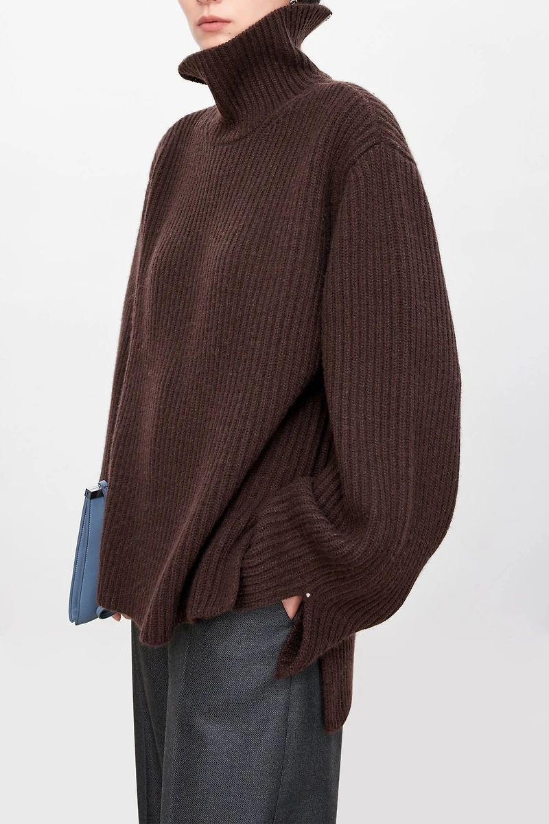 Cashmere Turtleneck Sweater with Slits