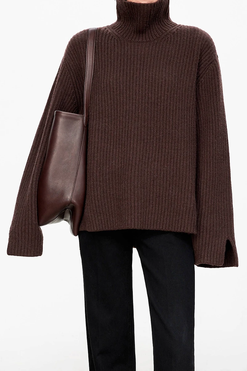 Cashmere Turtleneck Sweater with Slits