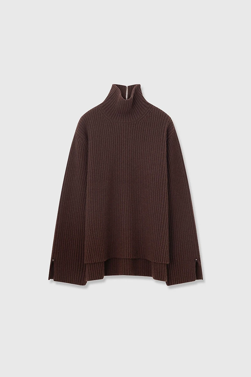 Cashmere Turtleneck Sweater with Slits