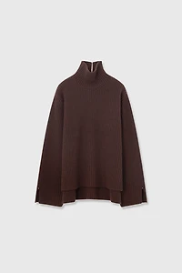 Cashmere Turtleneck Sweater with Slits