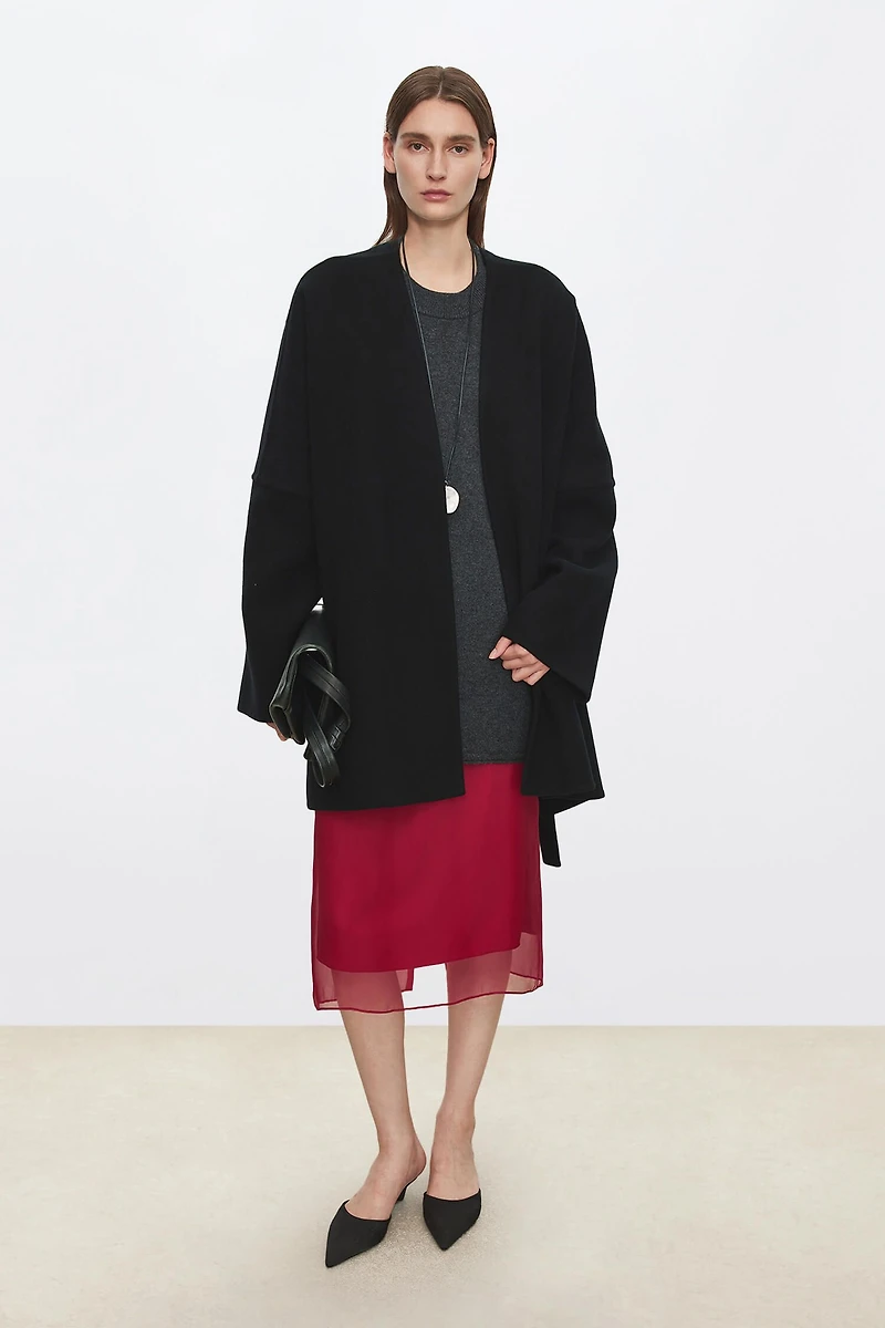 Cashmere-Wool Blend Belted Cape Coat