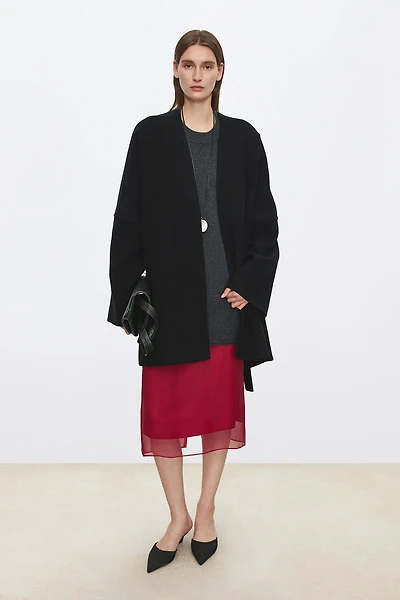 Cashmere-Wool Blend Belted Cape Coat