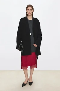 Cashmere-Wool Blend Belted Cape Coat