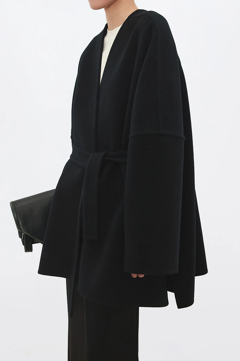 Cashmere-Wool Blend Belted Cape Coat