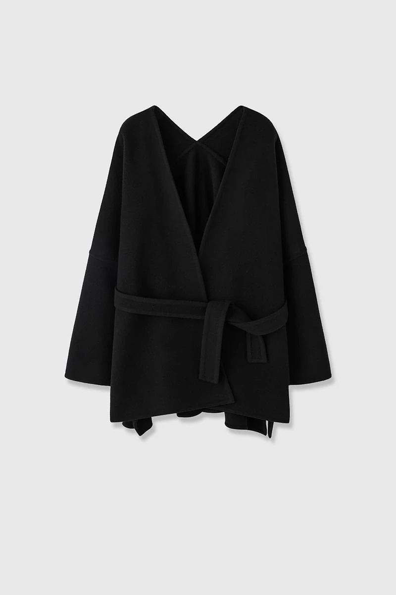 Cashmere-Wool Blend Belted Cape Coat