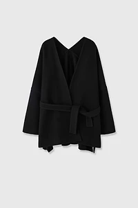 Cashmere-Wool Blend Belted Cape Coat