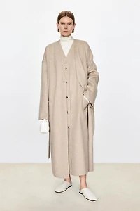 Cashmere & Wool Double-Sided Peaked Lapel Coat