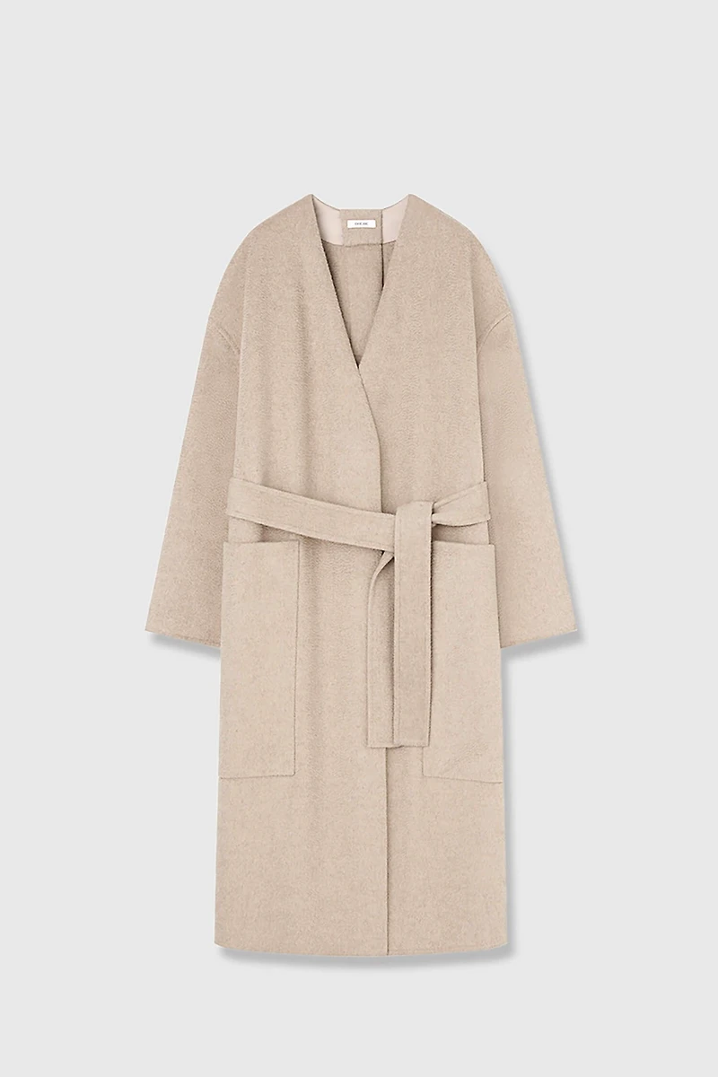 Cashmere & Wool Double-Sided Peaked Lapel Coat