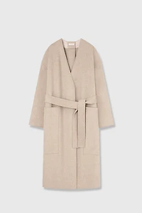 Cashmere & Wool Double-Sided Peaked Lapel Coat
