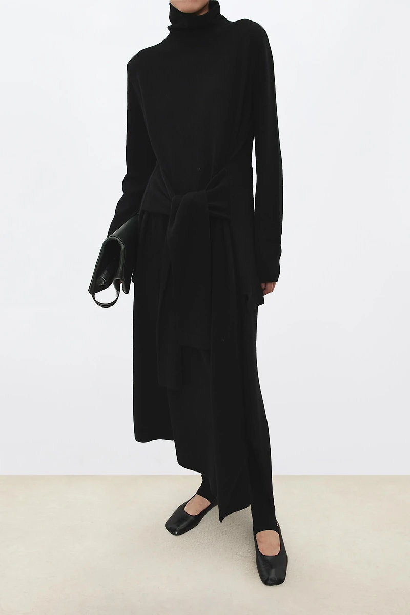 Cashmere-Wool Asymmetric Slit Dress