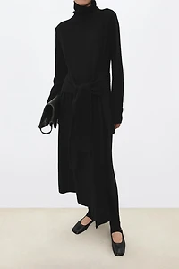 Cashmere-Wool Asymmetric Slit Dress