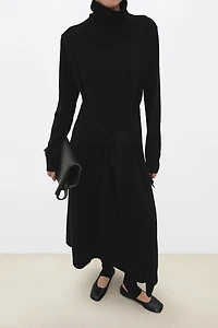 Cashmere-Wool Asymmetric Slit Dress