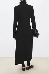 Cashmere-Wool Asymmetric Slit Dress