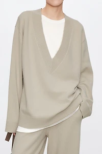 Cashmere-wool Deep V-neck Sweater