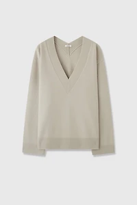 Cashmere-wool Deep V-neck Sweater