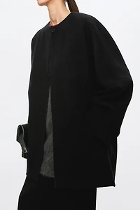Cashmere‑wool Back‑slit Round‑neck Coat