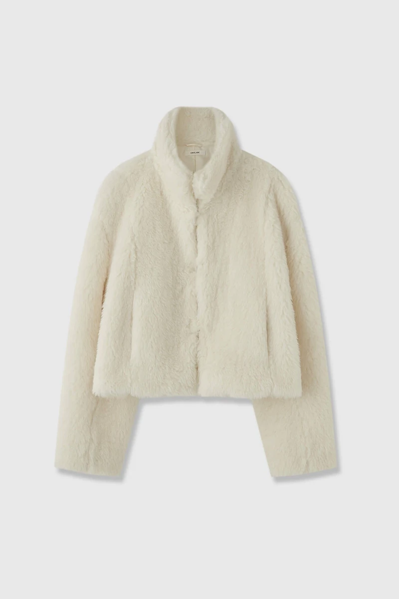 Cashmere Blend Inverted T-Bar Short Coat