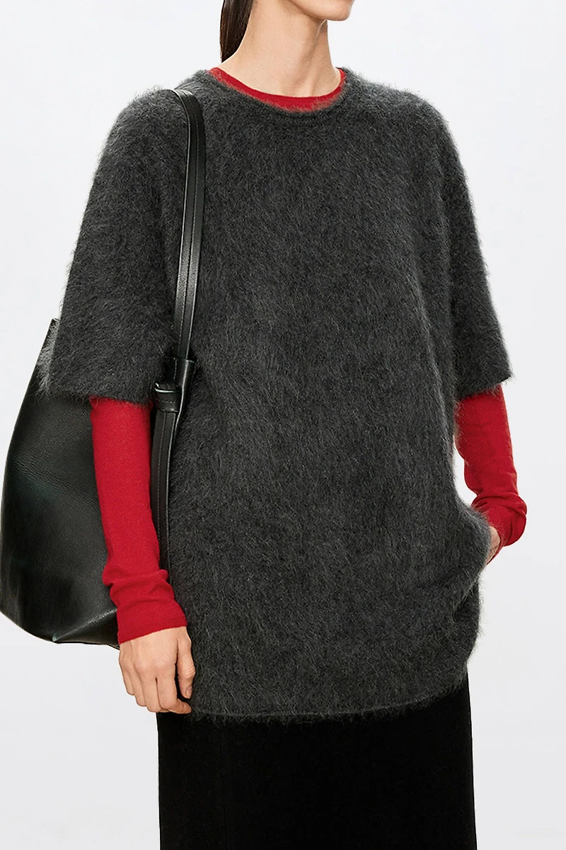 Cashmere Roll-Neck Mid-Sleeve Sweater