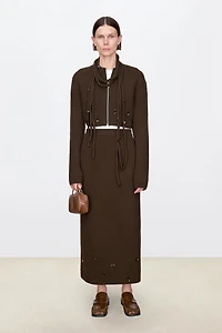 Cashmere Wool Hand-Beaded Midi Skirt