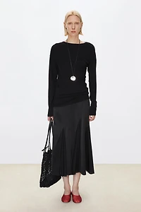 Chiffon Silk Panelled Mermaid Midi Skirt