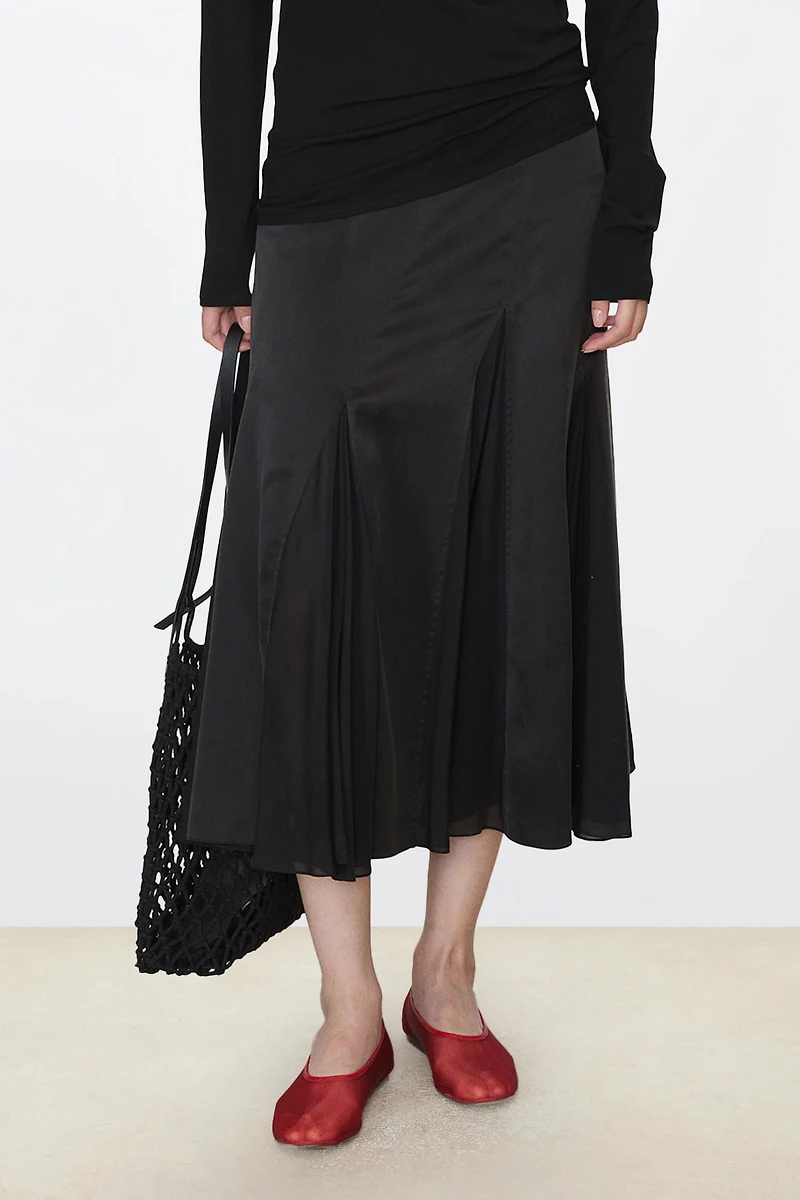 Chiffon Silk Panelled Mermaid Midi Skirt