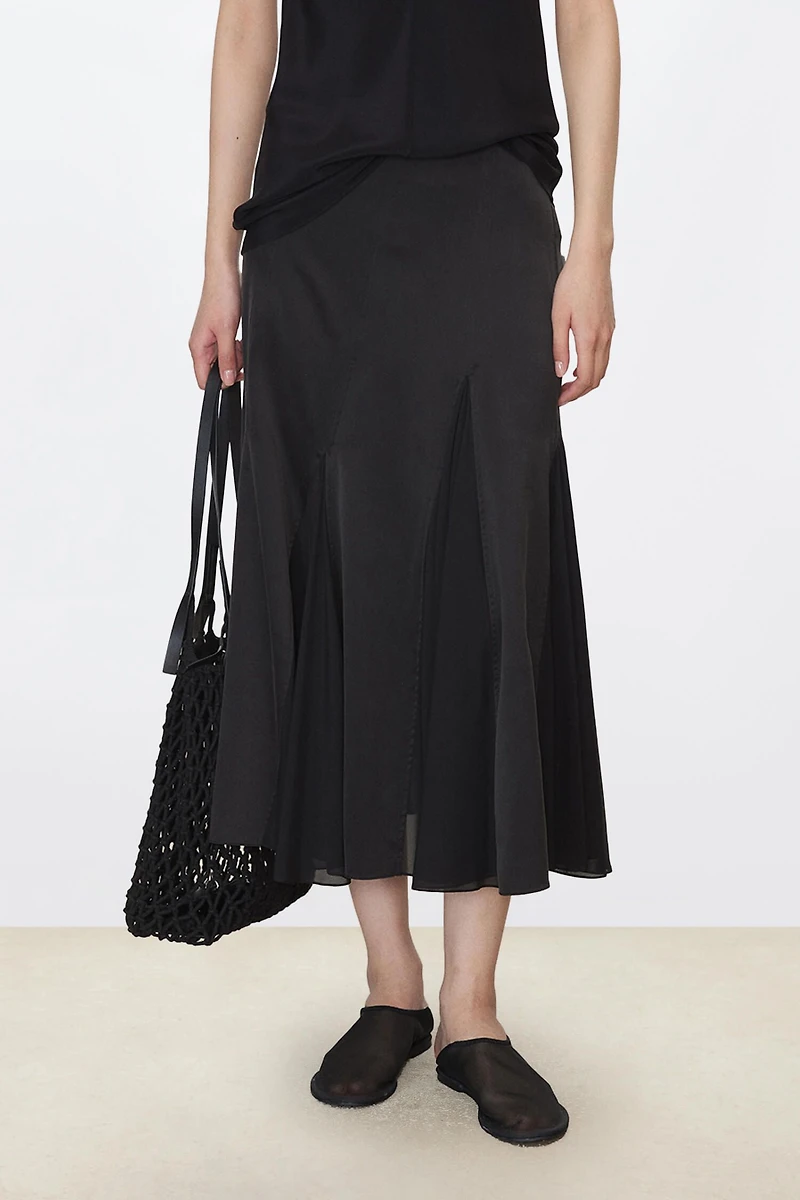 Chiffon Silk Panelled Mermaid Midi Skirt