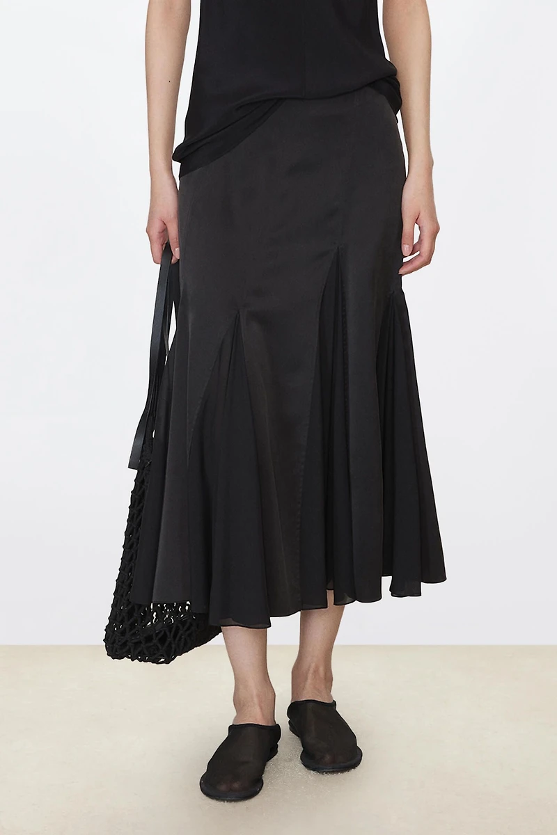 Chiffon Silk Panelled Mermaid Midi Skirt