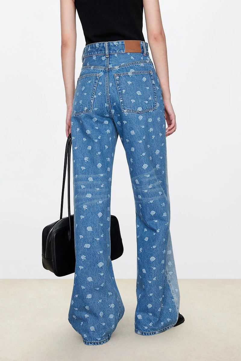 Color-Block Printed Denim Jeans
