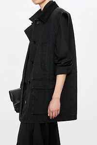 Corduroy Collar Denim Vest