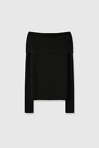 Cotton-Linen Boat Neck Long-Sleeve Top