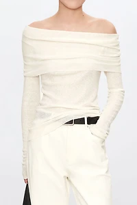 Cotton-Linen Boat Neck Long-Sleeve Top