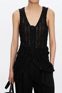 Cotton Openwork Chunky Knit Vest