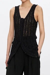 Cotton Openwork Chunky Knit Vest